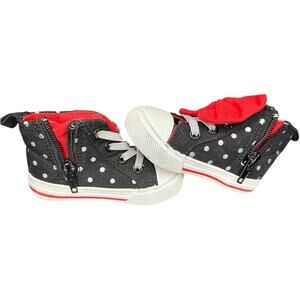 Girls Minnie Style Polka Dot High Top Sneakers Toddler 4C - Cute Bow Zip Sides